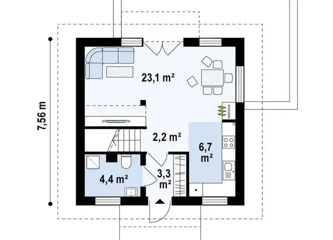 Dom jednopiętrowy do 70 m² - projekt Z264D z kolekcji Muratora, wybudujesz bez pozwolenia