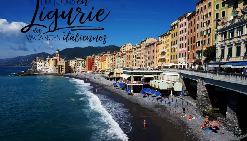 La Ligurie, une destination idéale pour visiter la Ligurie en voiture. Plage de galets, maisons colorées et mer bleue.