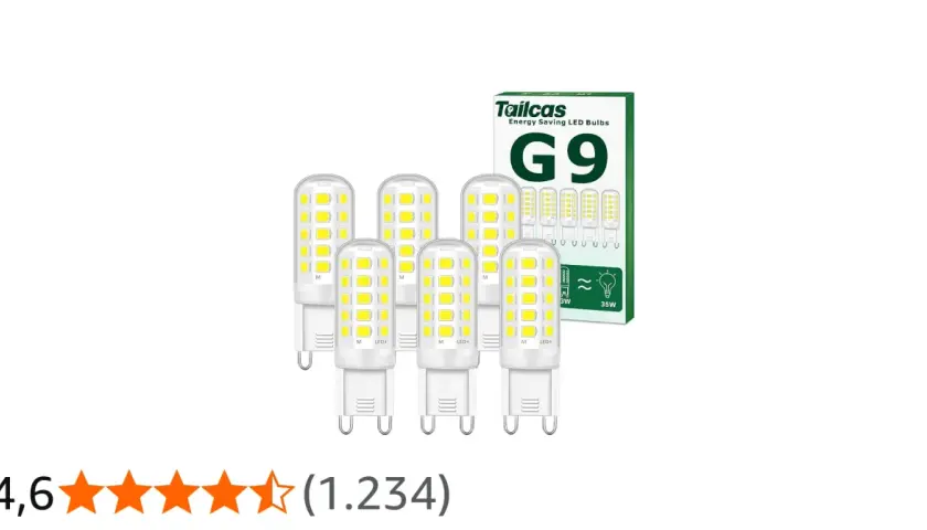 Pack de 6 bombillas LED G9 de bajo consumo. Iluminación eficiente para tu hogar.