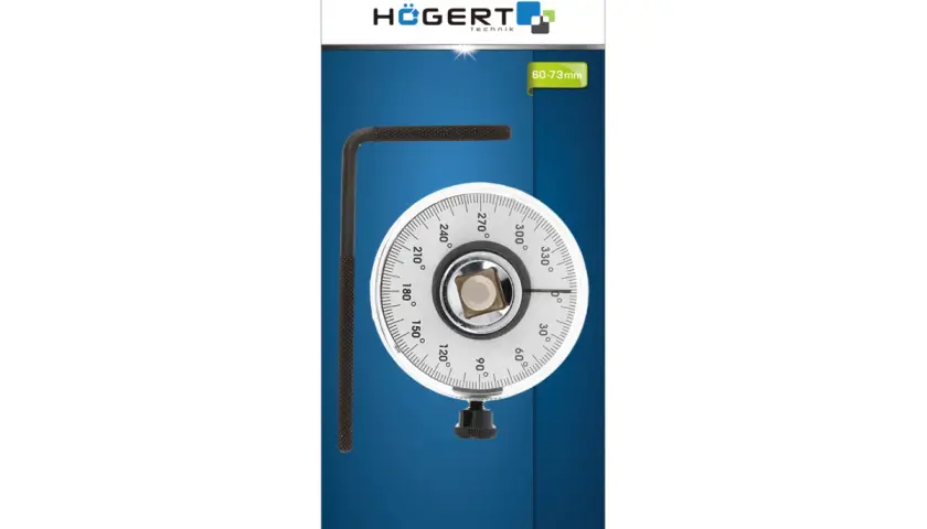 Kątomierz do dokręcania śrub Högert Technik. Precyzyjne narzędzie do pomiaru kąta obrotu śruby, zakres 60-73mm.