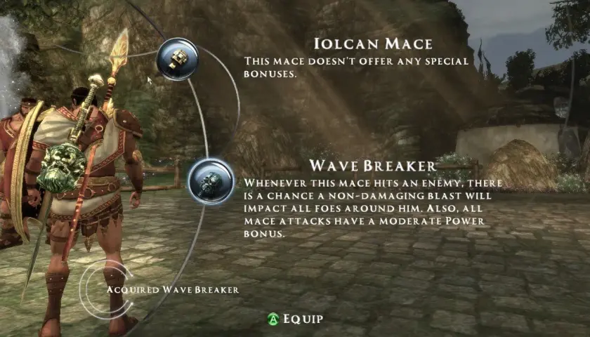 Wojownik z gry "Rise of the Argonauts" wyposażony w maczugę "Wave Breaker", która przy uderzeniu może ogłuszyć pobliskich wrogów.