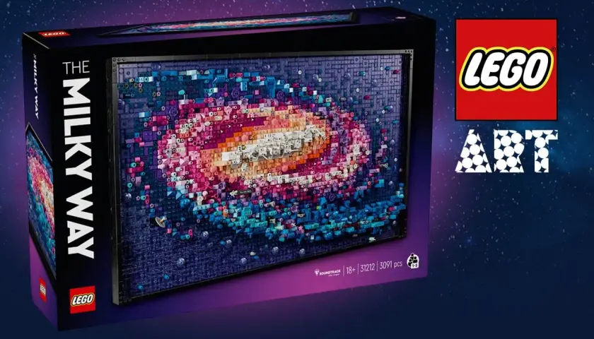 LEGO Art: Die Milchstraße als detailreiches Mosaik aus bunten Steinen. Ein galaktisches Bauprojekt für Sternenfreunde.