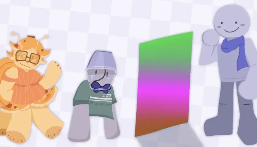 Postacie z Roblox: słodki stworek, smutny spud, i uśmiechnięty chłopak. Co to znaczy NPC w Roblox?