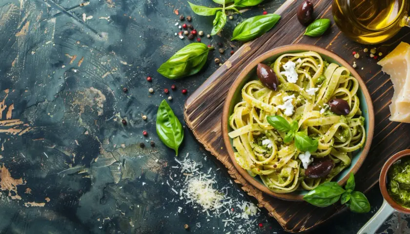 Smaki Grecji: makaron z pesto, fetą i oliwkami - przepis