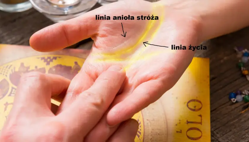 Linia anioła stróża na dłoni, obok linii życia, symbolizuje opiekę i wsparcie.
