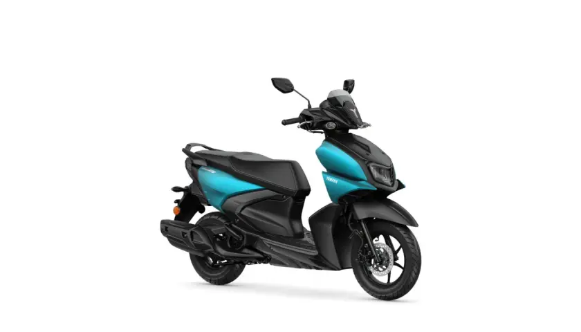 Scooter Yamaha Ray ZR azul turquesa y negro, con diseño deportivo y moderno.