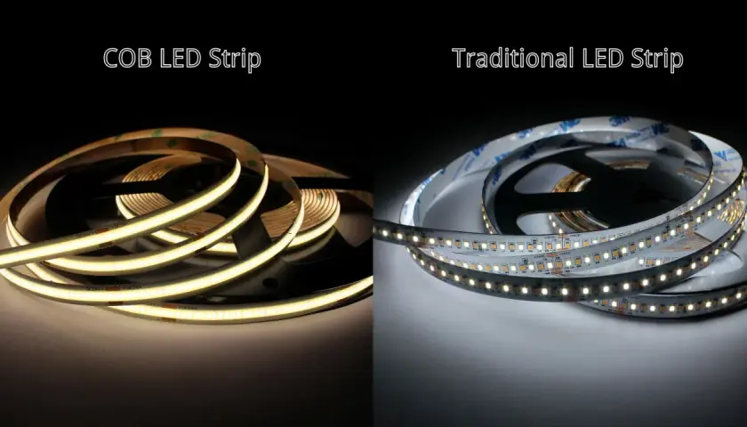 Porównanie taśm LED: gładkie COB LED Strip kontra tradycyjne z widocznymi diodami SMD.