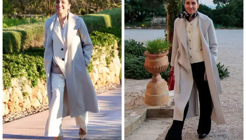 Mery Perelló luce elegante con abrigos largos y pantalones.