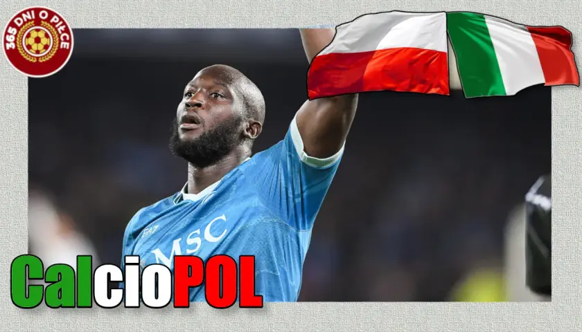Piłkarz Romelu Lukaku z flagą Włoch i Polską.