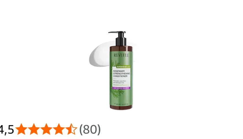 Acondicionador fortalecedor Revuele Rosemary, con excelentes opiniones. Promueve un cabello más suave y fuerte.