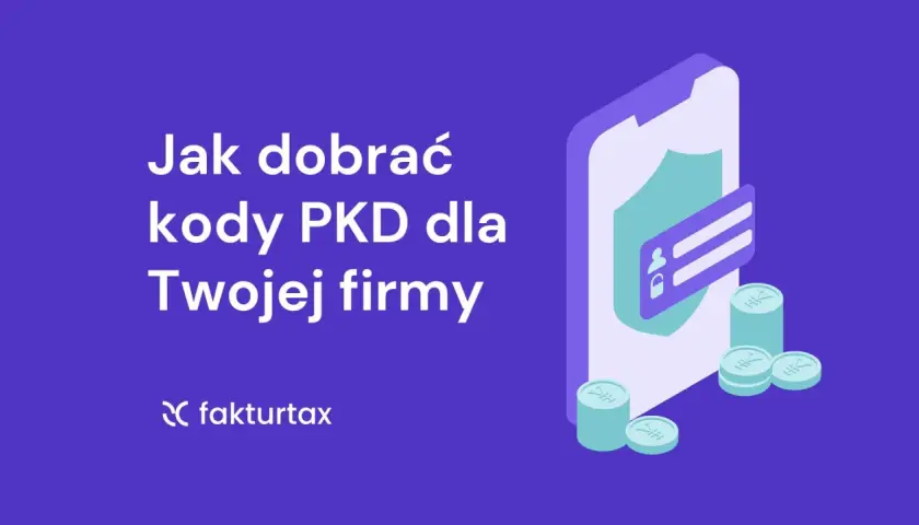 Jak dobrać kody PKD dla Twojej firmy? Ikona telefonu z tarczą i ikoną użytkownika, monety.