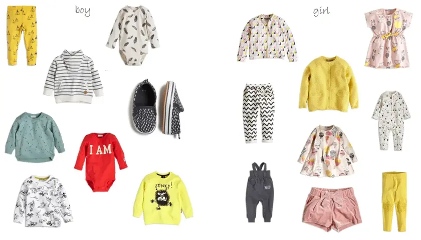 Ubranka dla dzieci: żółte spodnie w namioty, body w piórka, bluzy, czerwony rampers "I AM", żółta bluza "STINKY!", szare ogrodniczki "WILD". Lindex co to za marka?