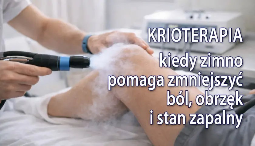 Krioterapia: zimno pomaga zmniejszyć ból, obrzęk i stan zapalny. Zabieg na kolano.