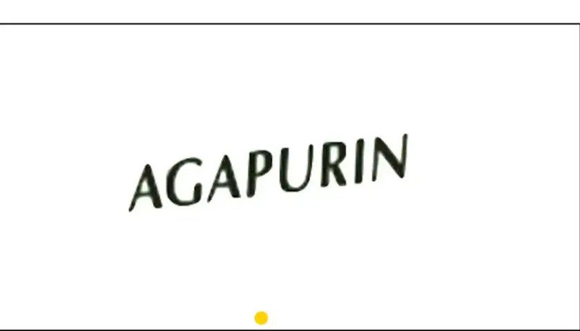 Napis AGAPURIN na białym tle. Może to nazwa leku lub produktu.