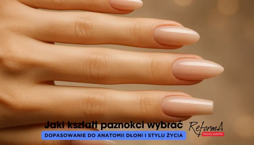 Dłonie z paznokciami w kształcie migdała i kwadratowym. Różne rodzaje paznokci dopasowane do dłoni i stylu życia.