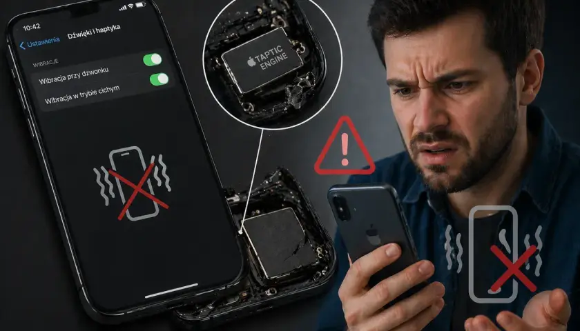 Telefon wibruje ale się nie włącza. Uszkodzony Taptic Engine w iPhonie.