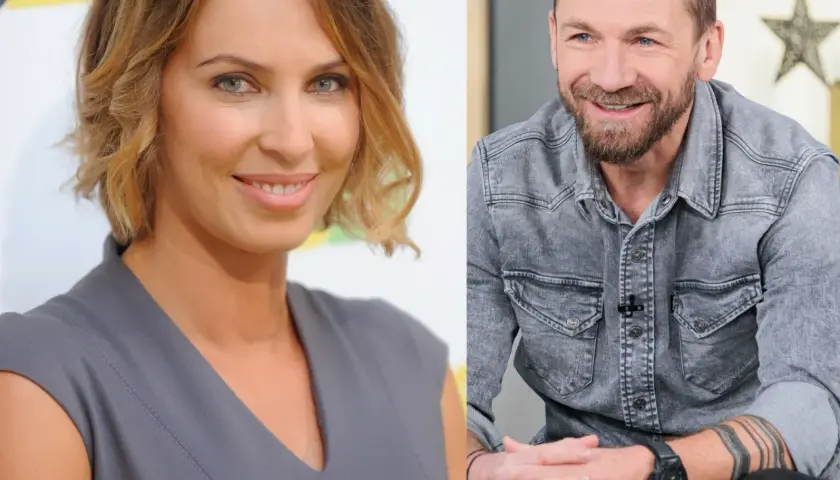 Lidia Kazen i jej mąż, uśmiechnięci, patrzą w różne strony.