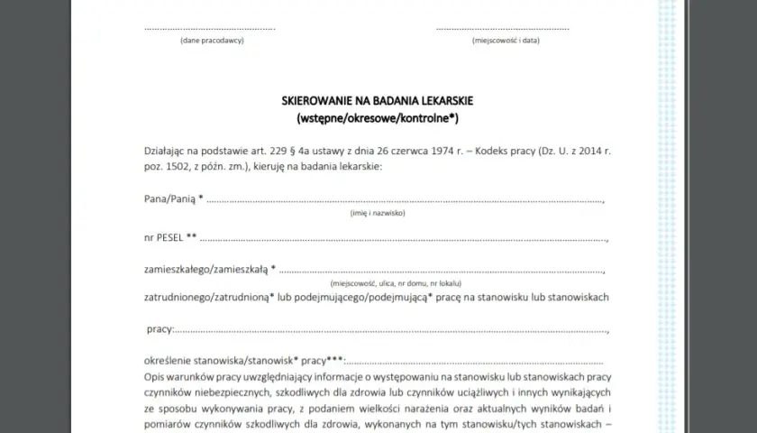 Skierowanie na badania okresowe - jak długo jest ważne?