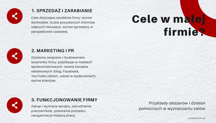 Cele strategiczne przykłady: sprzedaż, marketing, PR i funkcjonowanie firmy. Wzrost dochodów, budowanie wizerunku, optymalizacja procesów.