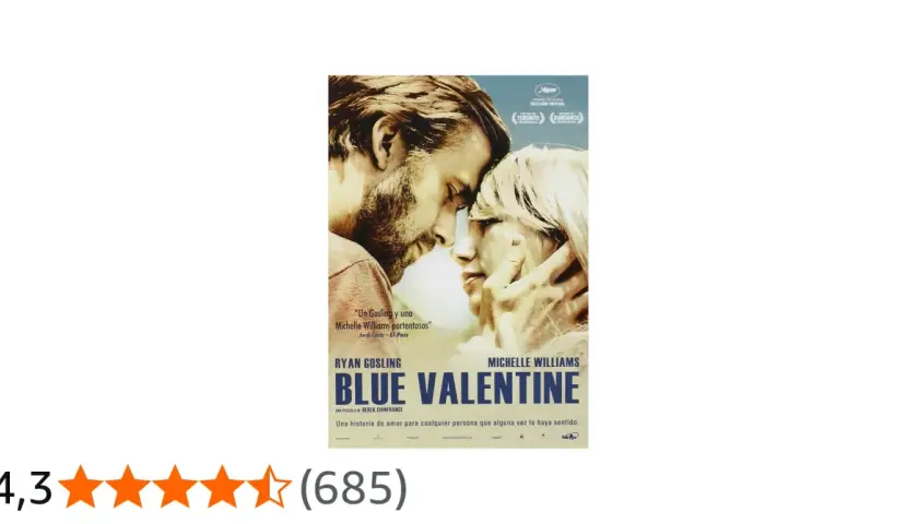 Locandina di Blue Valentine, con Ryan Gosling e Michelle Williams. La trama esplora le gioie e i dolori di una relazione.