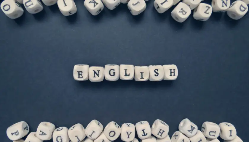 Dadi di legno compongono la parola "ENGLISH", che potrebbe essere la parola più lunga in inglese.