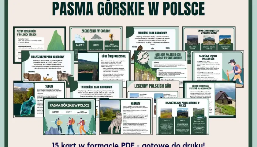 Przewodnik po pasmach górskich w Polsce: Tatry, Sudety, Bieszczady, Pieniny, Góry Świętokrzyskie. Informacje o przyrodzie, zagrożeniach, geologii i legendach.