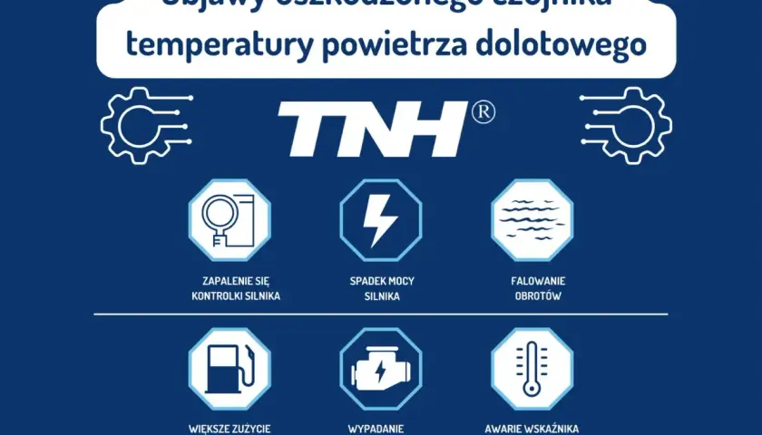 Objawy uszkodzonego czujnika temperatury powietrza dolotowego: kontrolka silnika, spadek mocy, falowanie obrotów, większe zużycie paliwa, wypadanie zapłonów, awarie wskaźnika temperatury.