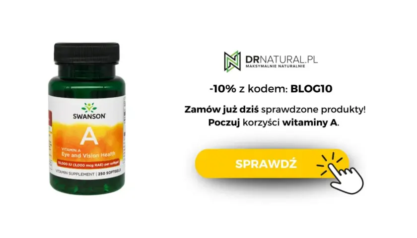 Butelka suplementu diety Swanson z witaminą A na oczy i wzrok.