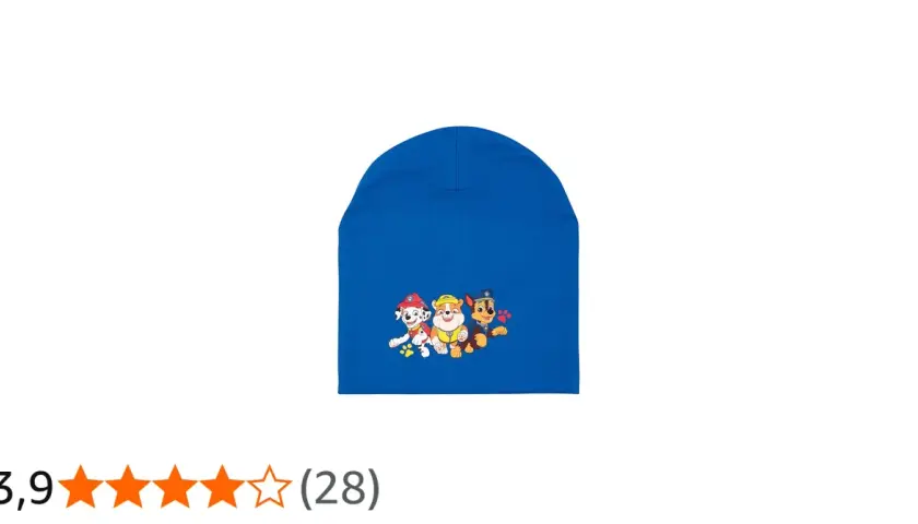 Blaue Mütze mit Paw Patrol Motiv: Marshall, Rubble und Chase.