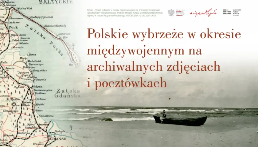 Mapa z okresu międzywojennego ukazuje polskie wybrzeże, w tym Zatokę Pucką i Gdańską. Ile kilometrów ma polskie wybrzeże? Tego nie dowiemy się z mapy, ale zobaczymy jego dawny kształt.