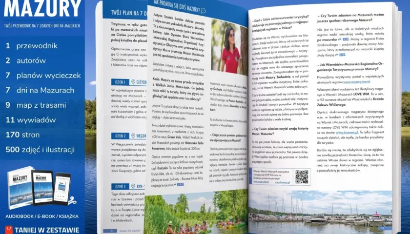 Przewodnik po Mazurach: 7 dni, 9 map, 170 stron, 500 zdjęć. Odkryj jezioro luterskie i inne atrakcje.