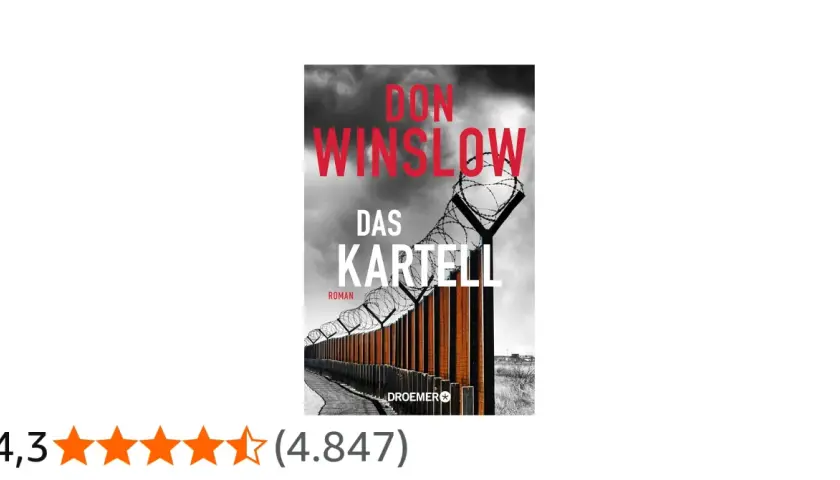 Don Winslows "Das Kartell", ein spannender Teil seiner Trilogie, zeigt einen Grenzzaun mit Stacheldraht.