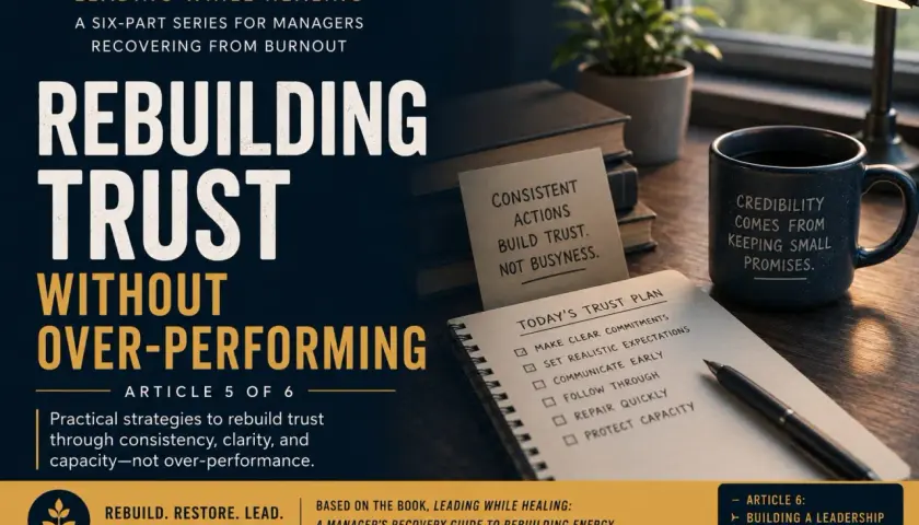 Learn how to recover from a mistake at work by rebuilding trust through consistent actions, not over-performing. A manager's guide to sustainable leadership.