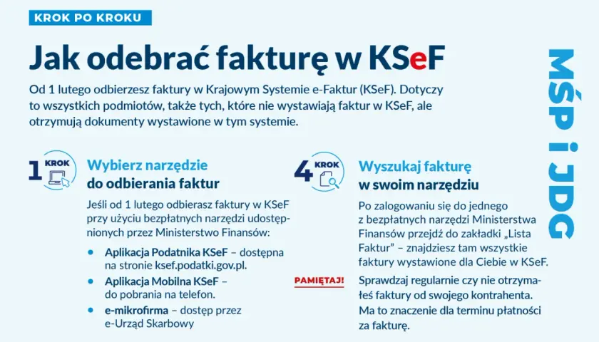 Jak odebrać fakturę w KSeF? Krok po kroku: wybierz narzędzie, wyszukaj fakturę. Pamiętaj o regularnym sprawdzaniu faktur od kontrahentów.