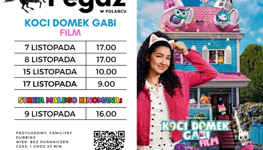 Kino Pegaz: Koci Domek Gabi. Sprawdź, jak sprawdzić do kiedy grają film, godziny seansów i ceny biletów.