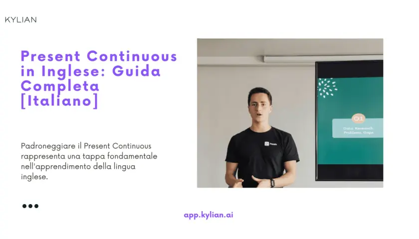 Un uomo spiega il Present Continuous in inglese. Imparare questa forma verbale è fondamentale per progredire.
