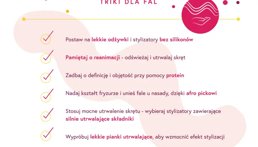 Porady dla fal: lekkie odżywki, proteinowe stylizacje, afro pick i pianki utrwalające dla pięknych, kręconych włosów.