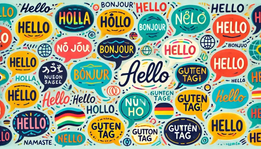 Wiele dymków z napisami "Hello" i "Bonjour" po całym świecie. Mam na imię po francusku, więc "Bonjour" jest mi bliskie.