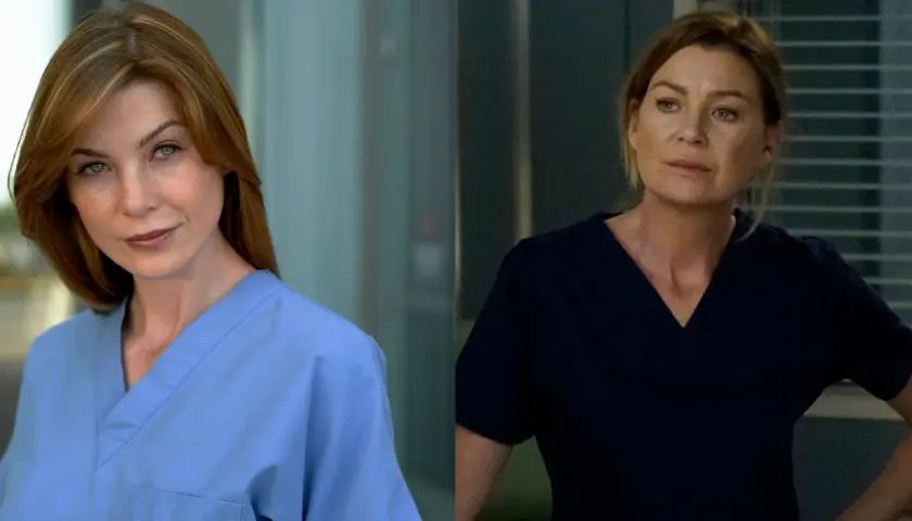 Dwie wersje Meredith Grey z "Anatomii Prawdy" w niebieskich i granatowych scrubach.