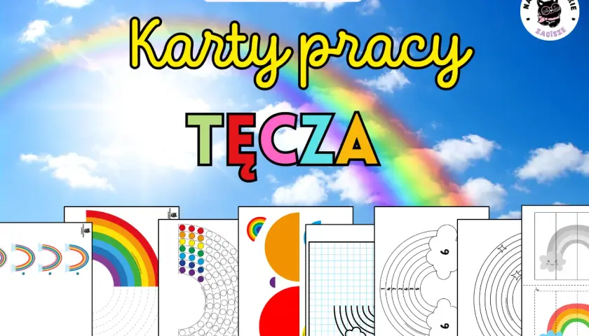 Karty pracy z tęczą na niebie. Kolorowe arkusze do nauki i zabawy, idealne na dzień tęczy.