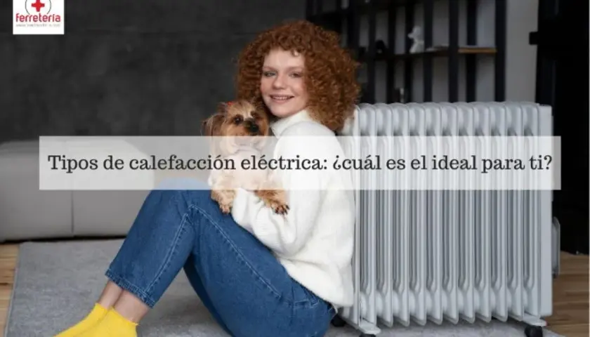Chica con perro junto a un radiador eléctrico, explorando los tipos de calefacción para una casa.