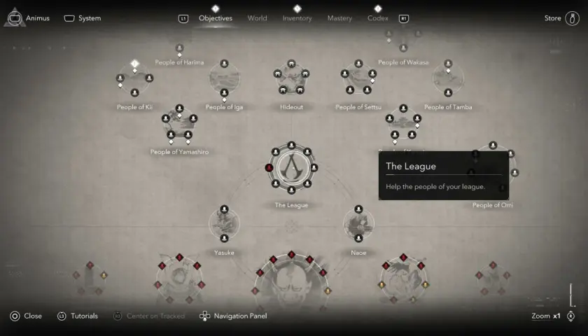Mapa celów w nowym Assassin's Creed. Gracze mogą wybrać "The League", by pomóc ludziom swojej ligi.