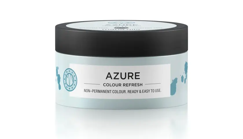 En burk med Maria Nila Azure Colour Refresh, en lättanvänd, icke-permanent hårfärg.