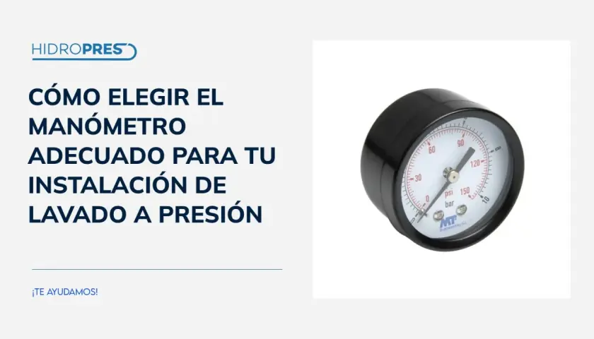 Manómetro de presión con escala en bar y psi, ideal para tu instalación de lavado a presión.