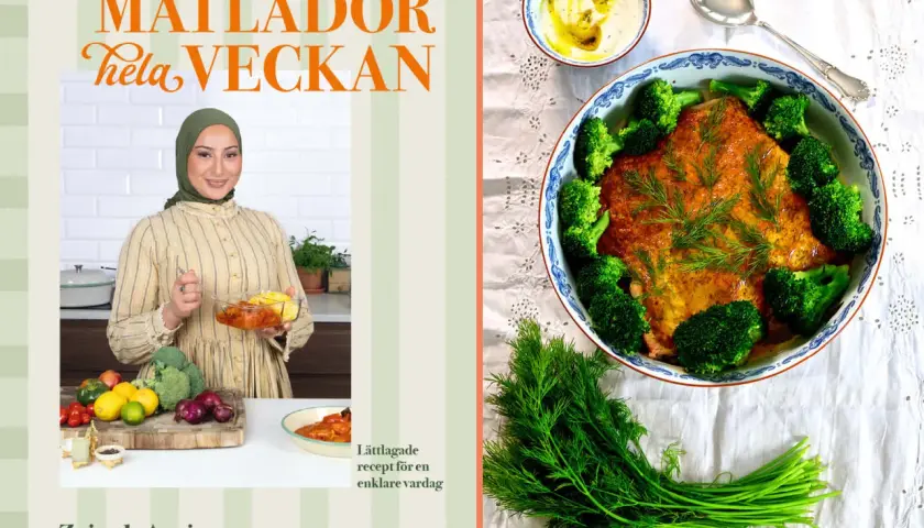 Zeinab Amin presenterar en nyttig veckomeny med en vackert tillagad lax med broccoli och en fräsch yoghurtsås.