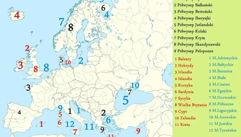 Wszystkie półwyspy świata: kompletna lista z mapą i opisem
