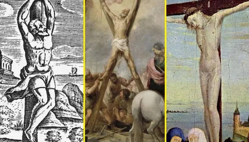 Trzy sceny ukrzyżowania. Zastanawiamy się, ile ważył krzyż Jezusa, gdy dźwigał go na Golgotę.