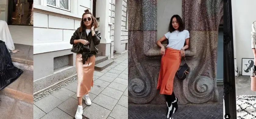 Stylizacje z satynową spódnicą, które zachwycą na każdą okazję