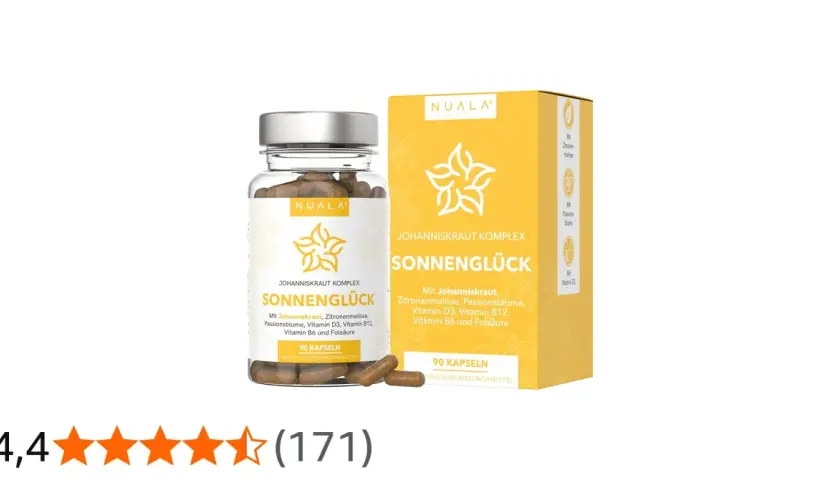 Nuala Sonnen glück: Johanniskraut Komplex mit Vitamin D3, B-Vitaminen und Folsäure für Ihr Wohlbefinden.