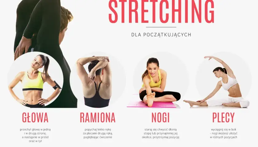 Stretching: ćwiczenia na głowę, ramiona, nogi i plecy. Rozciąganie dla początkujących.